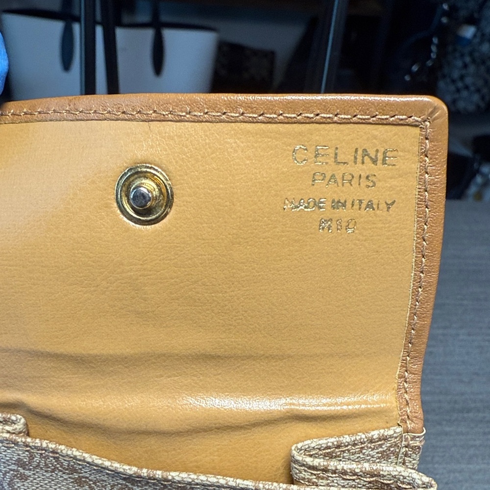 Celine Camel and Beige Logo Coin Pouch - Picture 4 of 8